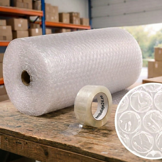 10 m² de Plástico de burbujas - 0,20 m de ancho x 50 m de largo - 50 micras