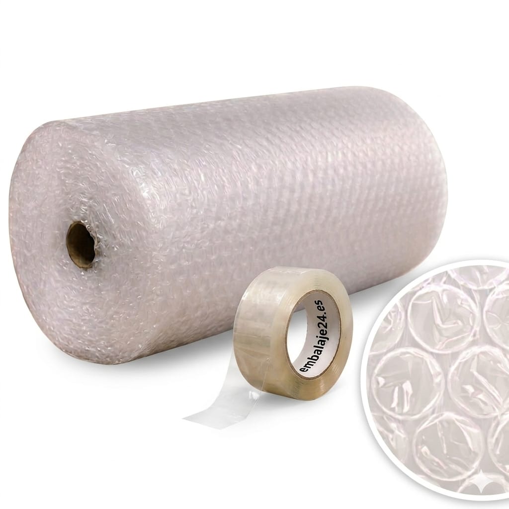 10 m² de Plástico de burbujas - 0,20 m de ancho x 50 m de largo - 50 micras